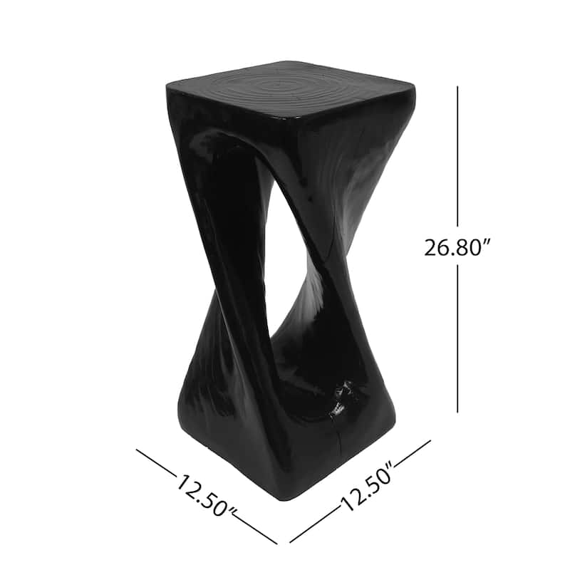 Twist Shape Side Table Lightweight Concrete End Table Decorative Accent Table, Garden Stool Table for Outdoor Indoor