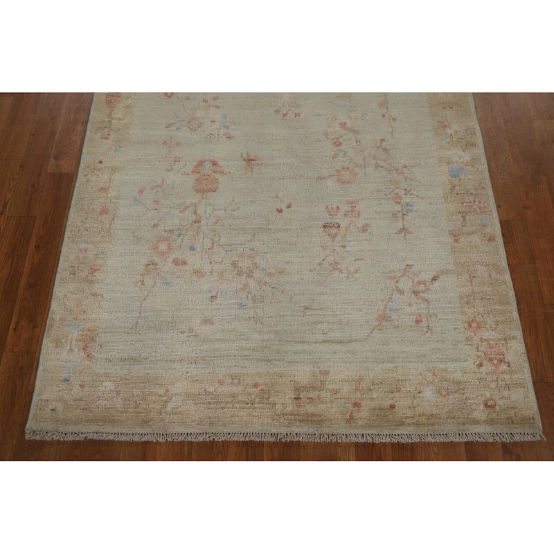 Muted Art Deco Oriental Home Decor Area Rug Hand-knotted Wool Carpet - 3'11" x 4'11"
