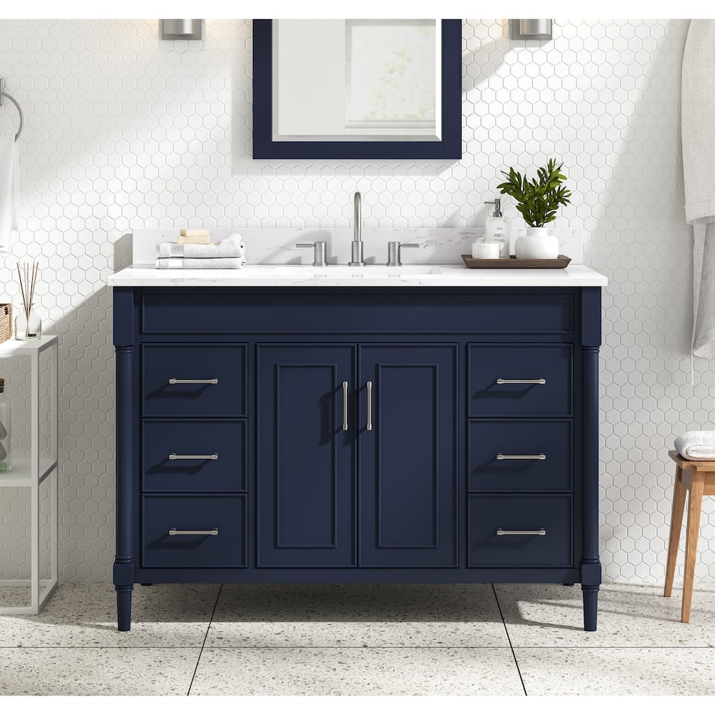 Avanity Bristol 49 in. Bath Vanity in Navy Blue finish and Cala White Engineered Top