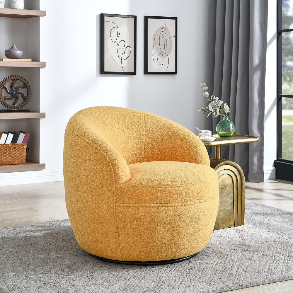 Roundhill Furniture Galleria 360 Swivel Teddy Sherpa Fabric Barrel Chair