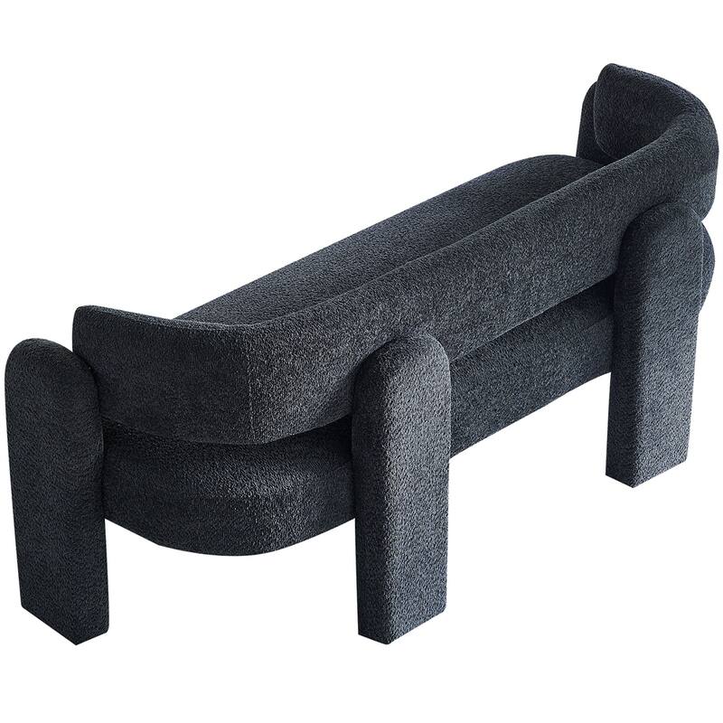 Boucle Upholstery Modern Sofa with Solid Wood Frame and Legs