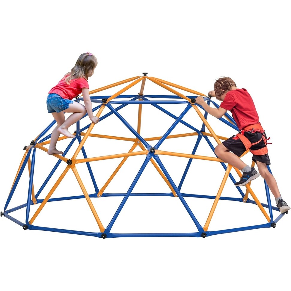 Kids Climbing Dome 10 Ft Jungle Gym for Kids Ages 4 8 Blue and Yellow