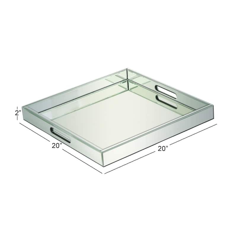 Silver Wooden Mirrored Tray