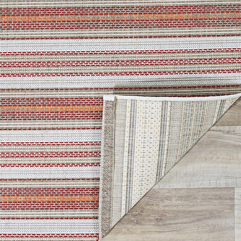 Dream Decor Rugs Samantha Sand Stripe Indoor Outdoor Area Rug