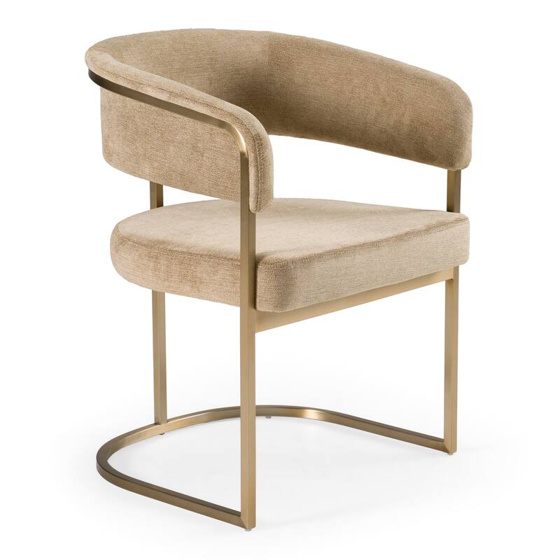 Modrest Sebastian Modern Brown Fabric & Antique Brass Dining Chair