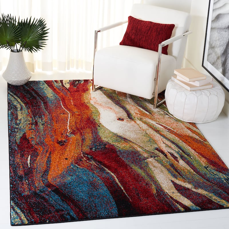 SAFAVIEH Glacier Bree Modern Abstract Area Rug - 2'3" x 4' - Red/Green