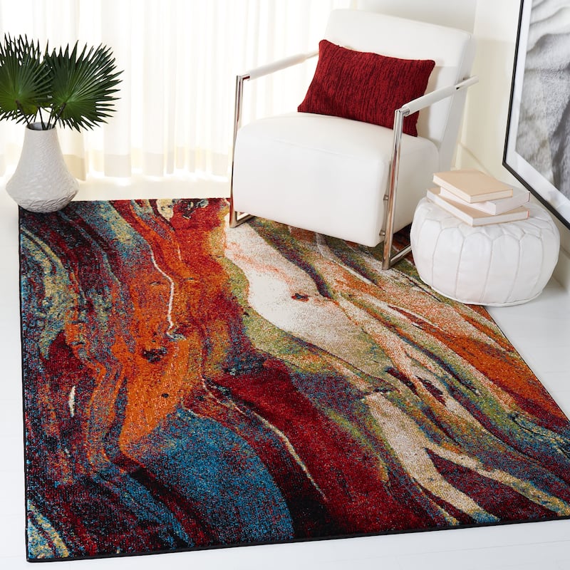 SAFAVIEH Glacier Verity Modern Abstract Area Rug - 5'3" x 7'6" - Red/Green
