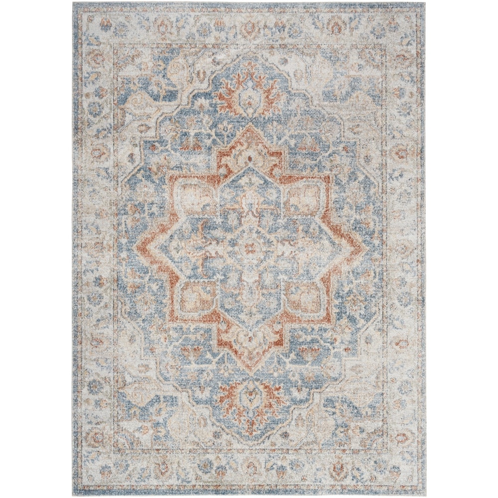 Nourison Abby Machine Washable Indoor only Persian Floral Area Rug.