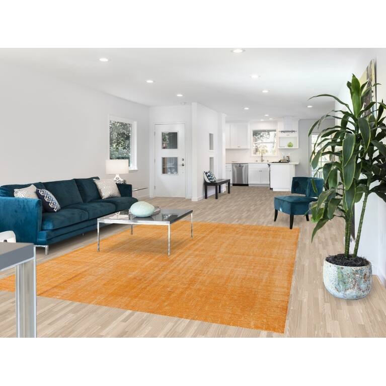 Over-Dyed Sparta Turkish Vintage Area Rug Hand-Knotted Wool Carpet - 7'0" x 9'9"