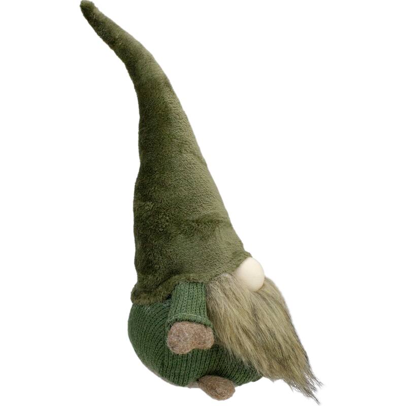Chubby Sitting Gnome Christmas Figure - 17" - Green and Brown