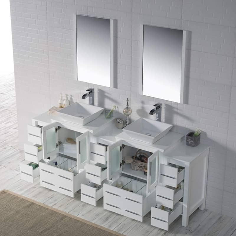 Blossom Sydney 84" Bathroom Double Sink Vanity with Cabinets & Mirrors