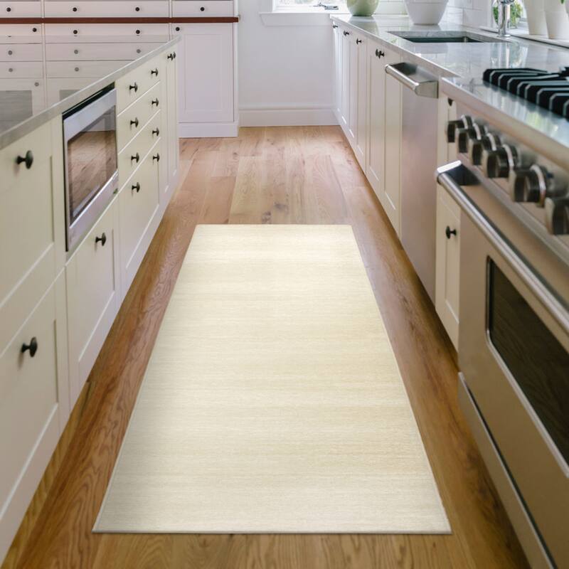 My Magic Carpet Machine Washable Area Rug Solid Cream