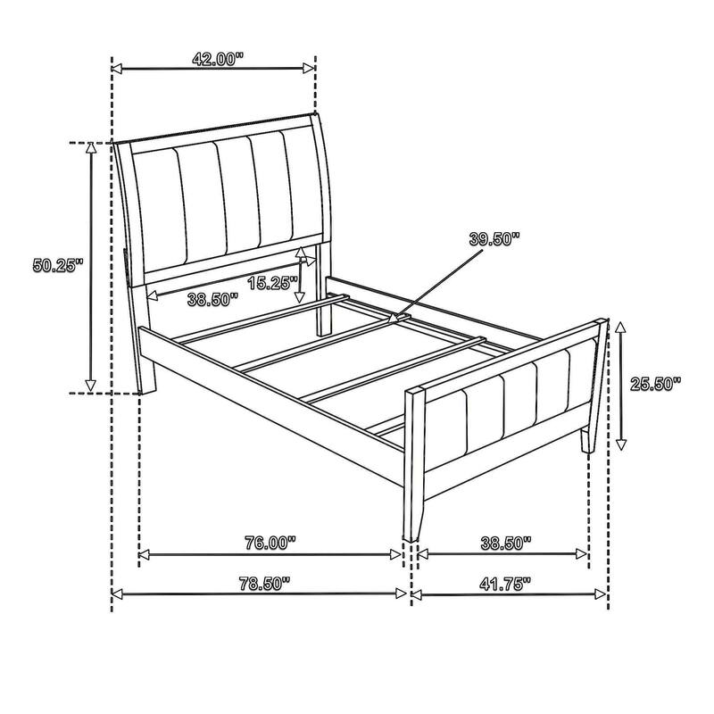 Wily Twin Size Bed, Channel Tufted Upholstered Headboard, Dark Brown