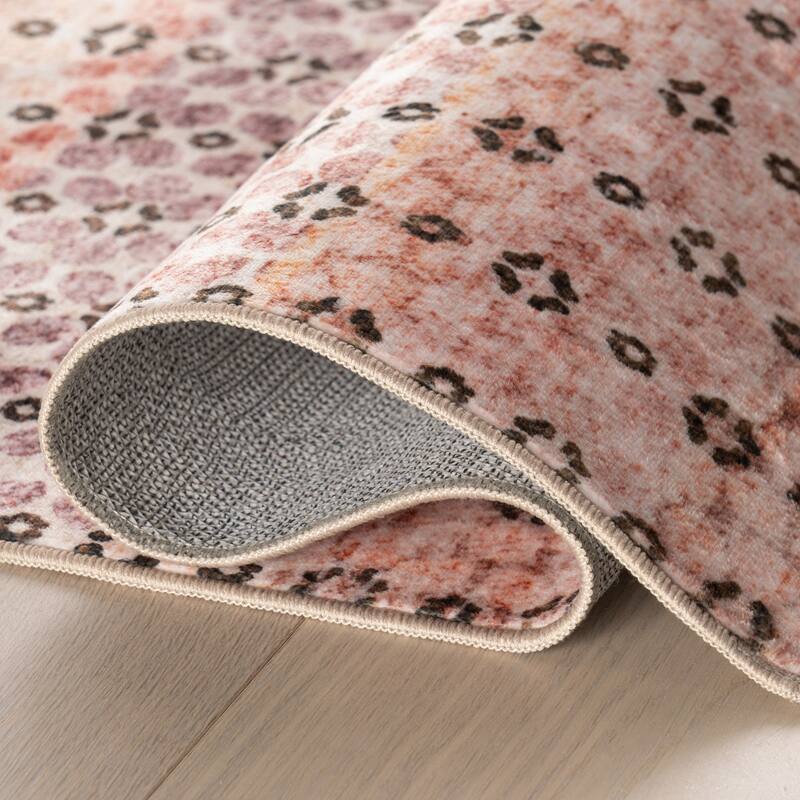 Padma Lakshmi Feline Dotted Stripe Washable Area Rug