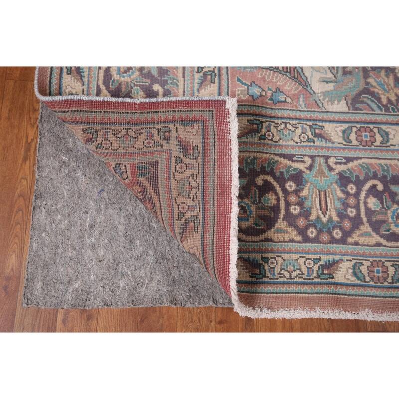 Pink Tabriz Persian Vintage Area Rug Handmade Wool Carpet - 7'11" x 11'0"
