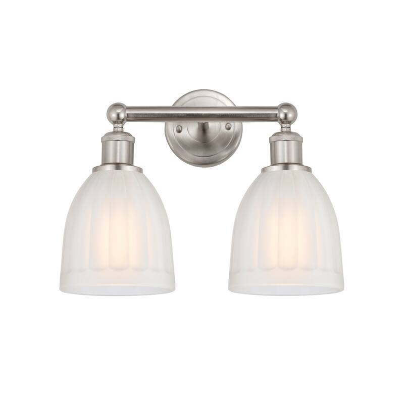 Innovations Lighting 616-2W-12-15 Brookfield Vanity Brookfield 2 Light - Brushed Satin Nickel / White