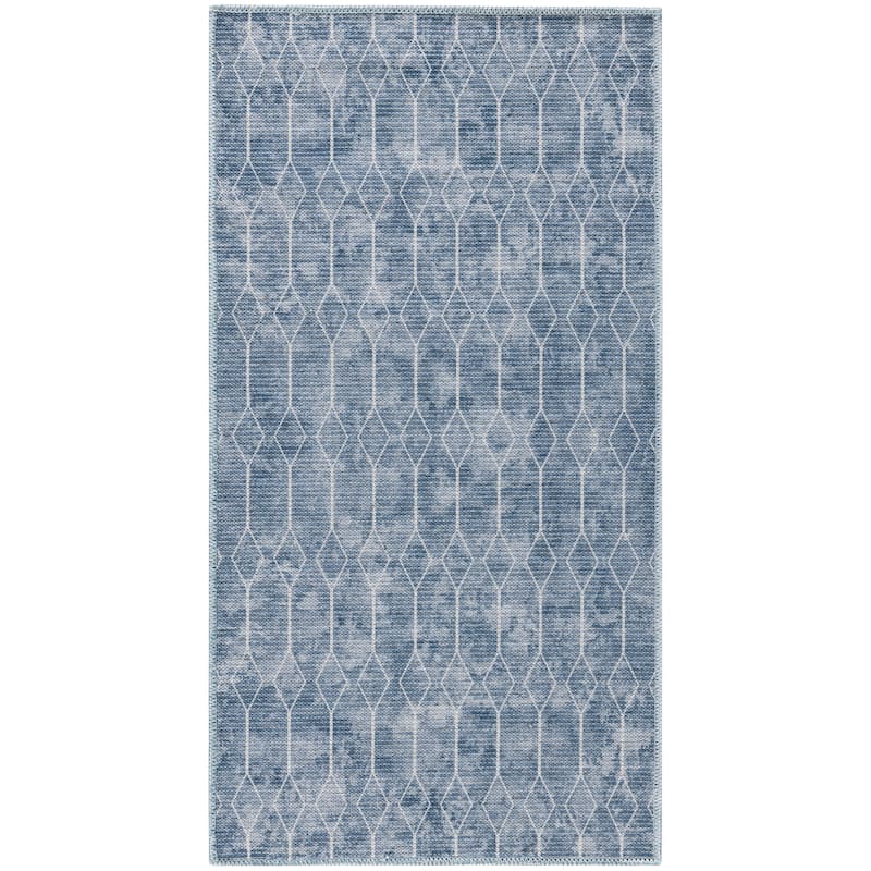 New Concept Washables Indoor only Geometric Machine Washable Area Rug - 2' x 3' 9" - Blue - Rectangle