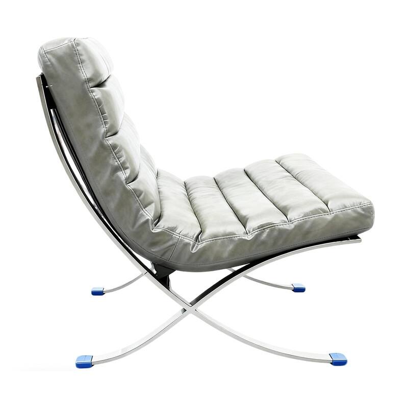 Mid Century Tufted Top Grain/ Faux Leather Upholstered Lounge Chair