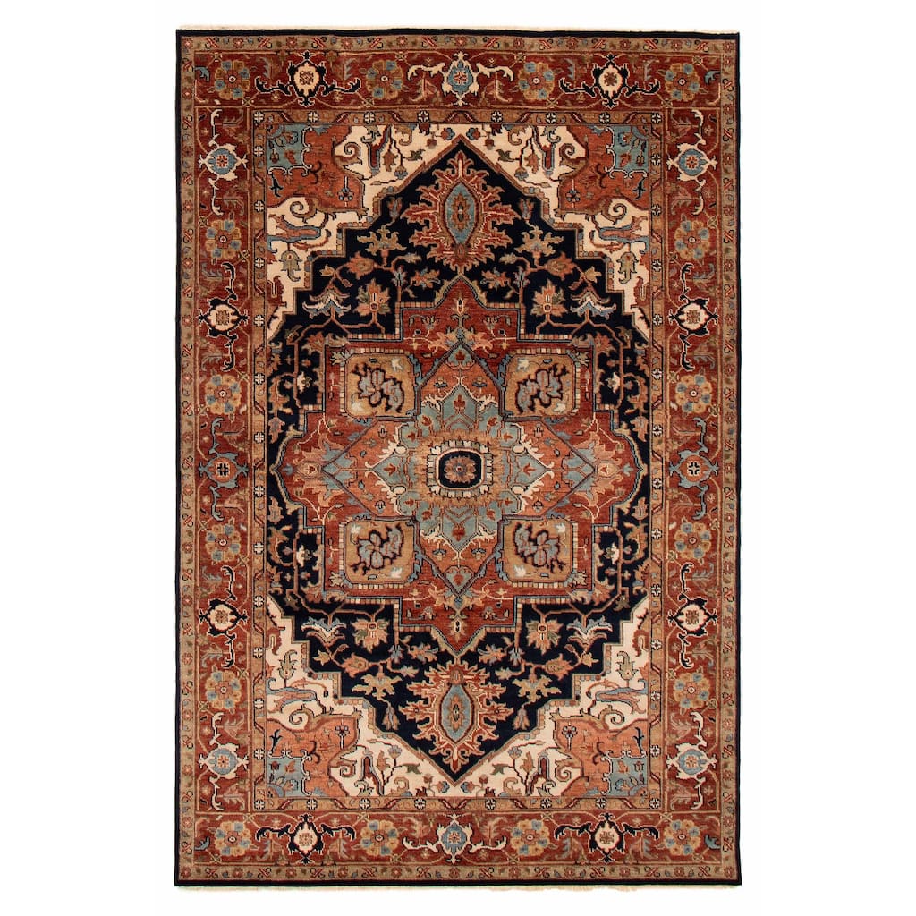ECARPETGALLERY Hand-knotted Jules Sultane Dark Navy Wool Rug - 5'10 x 8'10