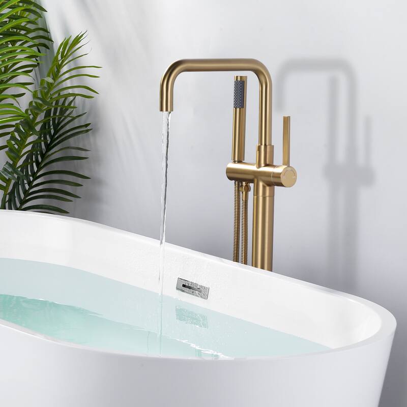 WOWOW Floor Mount Single-Handle Freestanding Tub Faucet