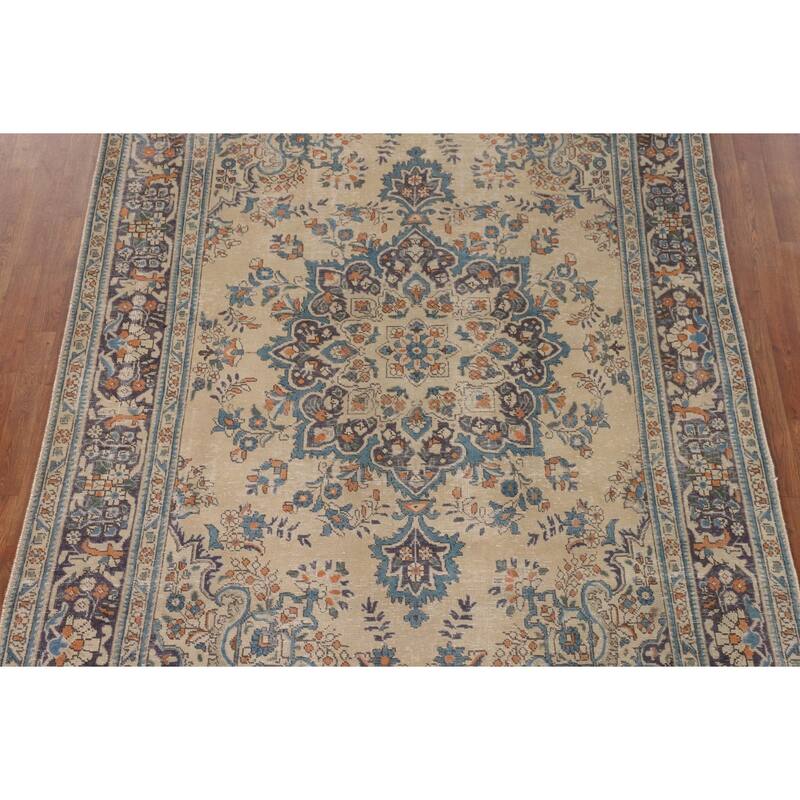 Tabriz Persian Vintage Rug Handmade Traditional Wool Carpet - 6'7"x 9'10"