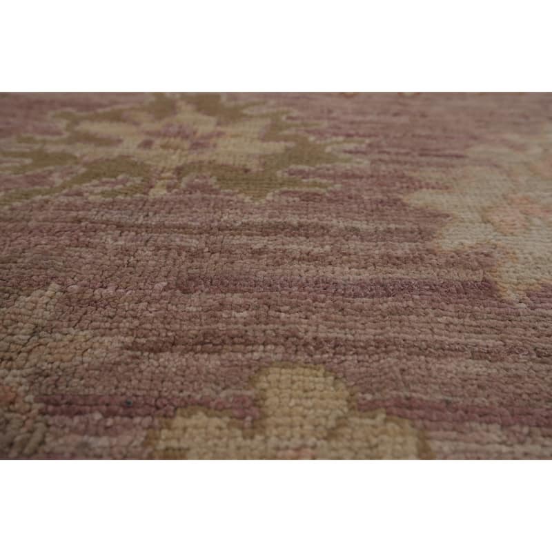 Vegetable Dye Oushak Turkish Area Rug Hand-Knotted Brown Wool Carpet - 6'3"x 8'8"