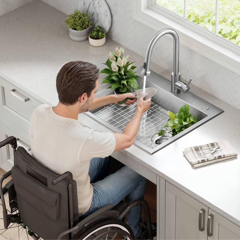 KRAUS Fairlane Drop In Top Mount 18 Gauge Stainless Steel Kitchen Sink