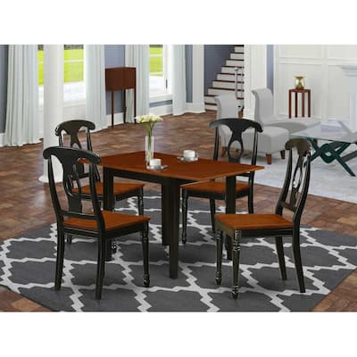 5-Piece Black and Cherry Finish Solid Wood Top - Dining Room Set - Seats 4