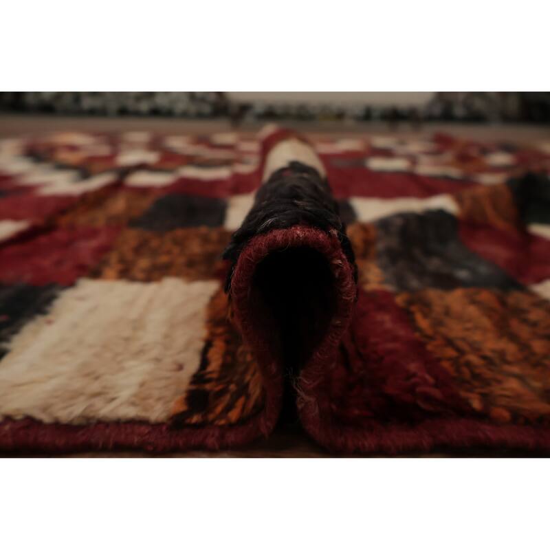 Hand Knotted Oriental 100% Wool Carpet Modern Geometric Red Moroccan Area Rug - 10' 2'' X 6' 9''