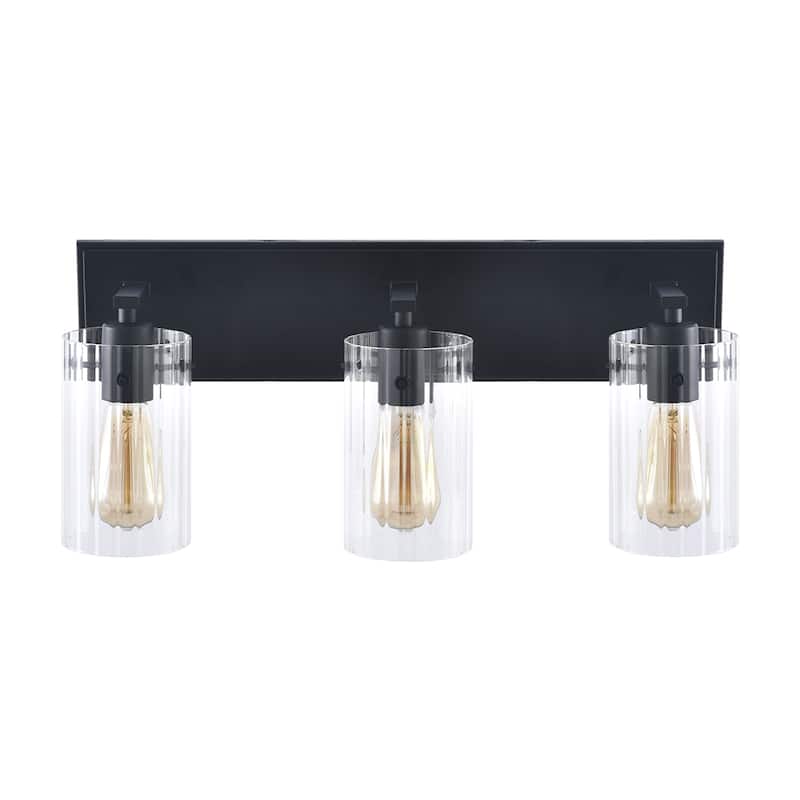 Modern Black 3-Light Glass Dimmable Bathroom Vanity Light Fixture - 20.87" W x 9" H* 5.87'' D