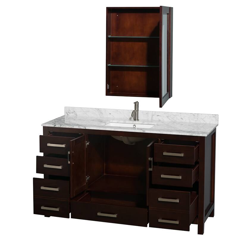 Wyndham Collection Sheffield Single Vanity Set, Medicine Cabinet