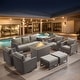 preview thumbnail 12 of 104, Gymojoy Outdoor Fire Pit Conversation Set, Patio Furniture with Cushions 8 PCS - Brown Wicker / Grey Cusion