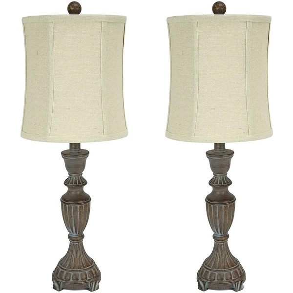 Adesso distressed gray vintage farmhouse table lamp top