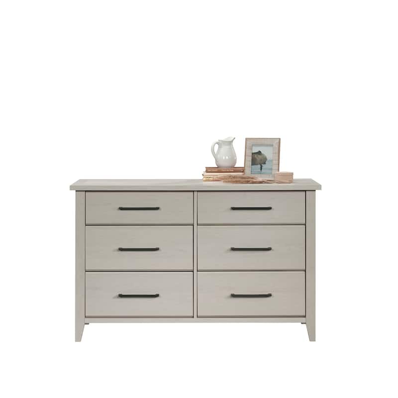 Engineered Wood Transitional Dresser with Six Spacious Drawers