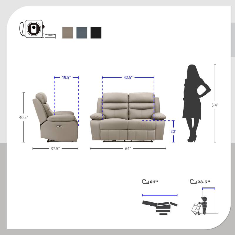 Peperomia 2-Piece Leather Match Power Reclining Sofa Set