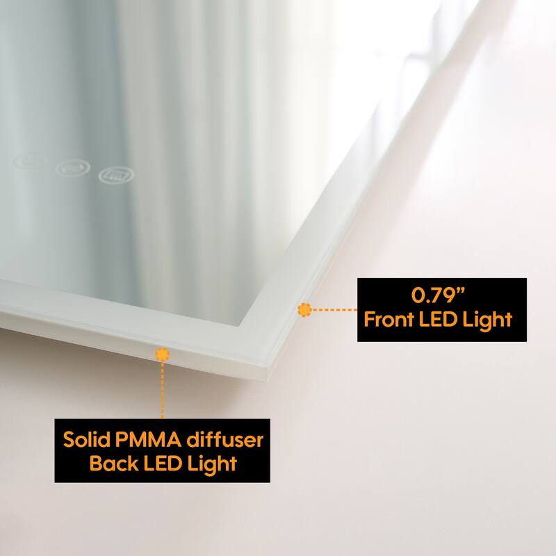 Modern Wall Mounted LED Bathroom Frontlit/Backlit Mirror With PMMA Diffuser