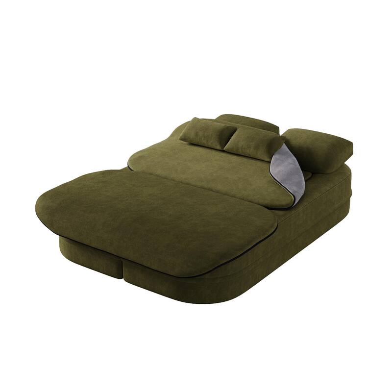 GDFStudio - Willoughby Chenille Foldable Sleeper Sofa Bed with Multi Functional Blanket
