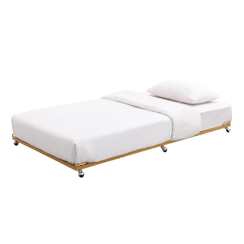 Moley Metal Twin Trundle Bed Frame with Modern Sleek Design