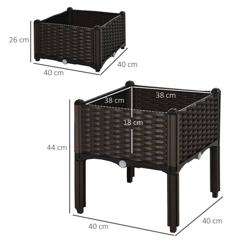 Countryside Style Garden Bed with Drain Hole Automatic Watering, for Backyard Patio Grow Vegetables Herbs - 8' x 10'