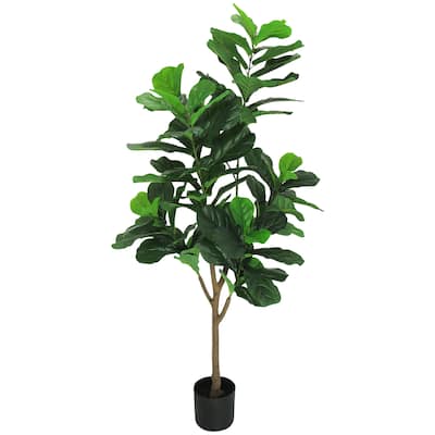 5.5ft Real Touch Artificial Fiddle Leaf Fig Tree Plant in Black Pot - 67" H x 33" W x 28" DP