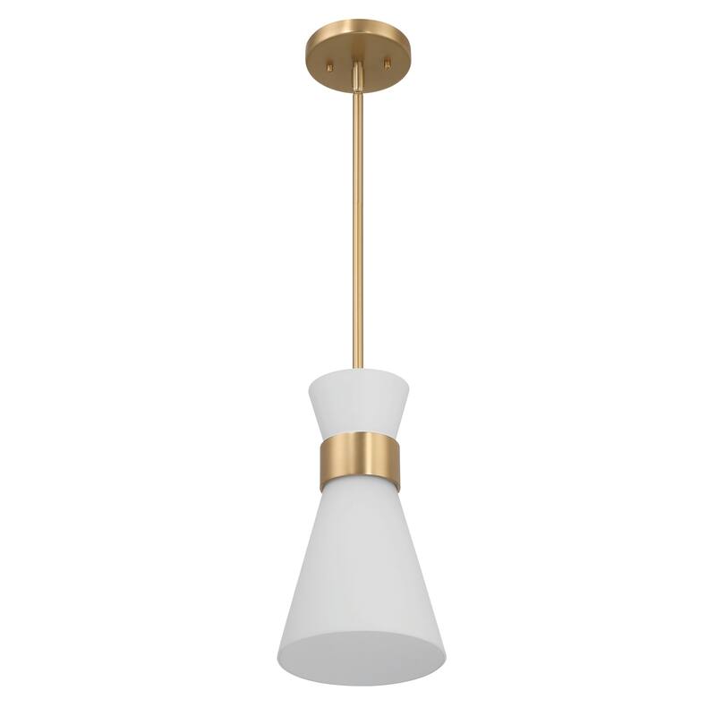 Kit Tapered Opal Glass and Metal Ceiling Light - 7.0"L x 7.0"W x 12.0"H - 7.0"L x 7.0"W x 12.0"H - White