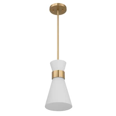 Kit Tapered Opal Glass and Metal Ceiling Light - 7.0"L x 7.0"W x 12.0"H