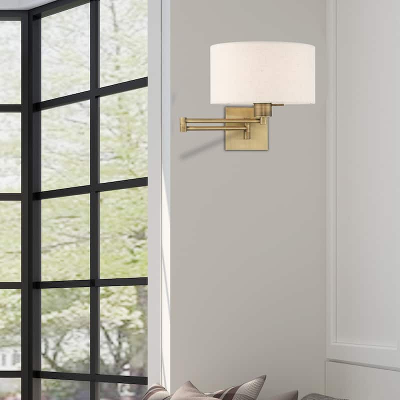 Livex Lighting 1-Light Drum Shade Swing Arm Wall Lamp, 40037