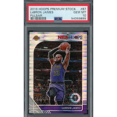 LeBron James 2019 Panini Hoops Premium Stock Pulsar Basketball Card #87 Graded PSA 10 GEM MINT - 8'6" x 11'6"