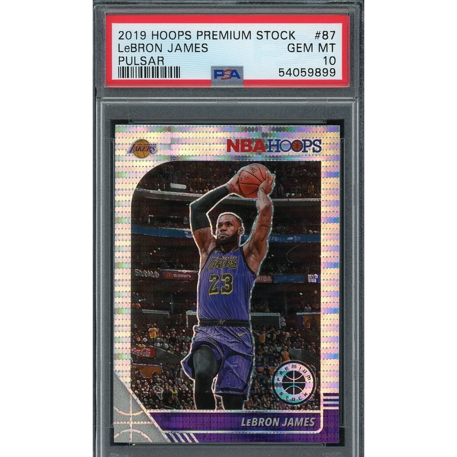 LeBron James 2019 Panini Hoops Premium Stock Pulsar Basketball Card #87 Graded PSA 10 GEM MINT - 8'6" x 11'6"