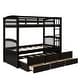 preview thumbnail 12 of 10, Twin Bunk Bed with Trundle, Ladder, Safety Rail and 3 Drawers, Black