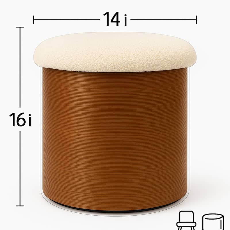 Boucle Round Storage Ottoman Foot Stool Small Ottoman for Living Room