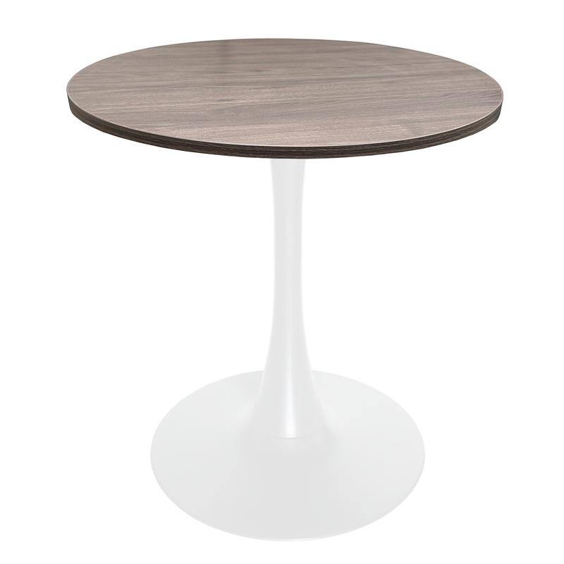 Bristol 27" Round Dining Table with MDF TableTop & White Pedestal Base for Kitchen & Dining Room - Dark Walnut