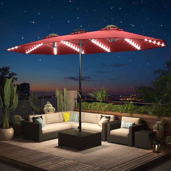 5 5 patio umbrella Yaheetech Canopy Market Umbrella with Push Button Tilt Gray