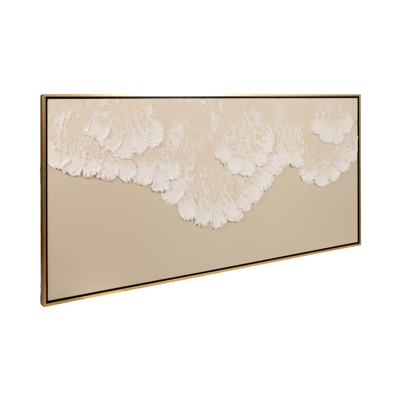 Wood Acrylic Coastal Wall Art Textured Abstract Tidal Waves - 47" Tan
